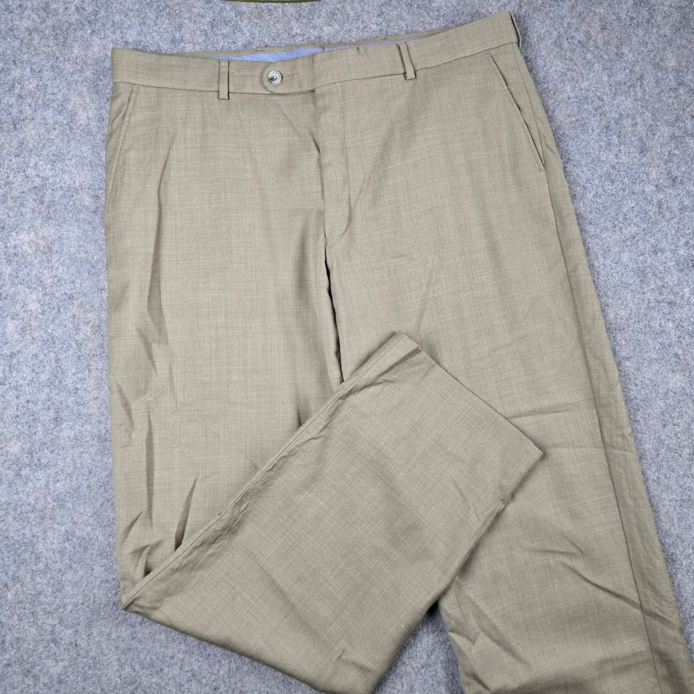 Ballin Dress Pants Mens 38 Tan Super 120s Wool Comfort-Eze Flat Front Trousers